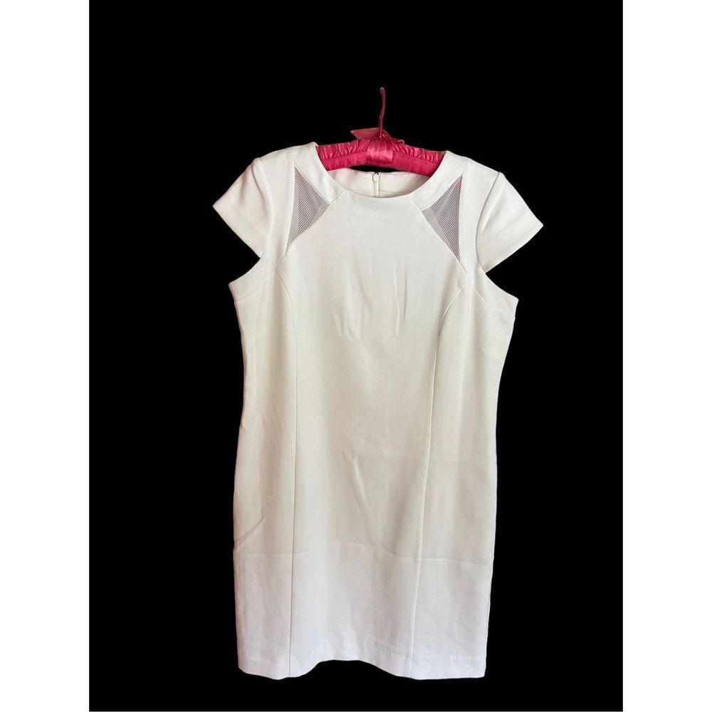 Mario Serrani Italy white sheath dress with capped sleeves and back zipper size